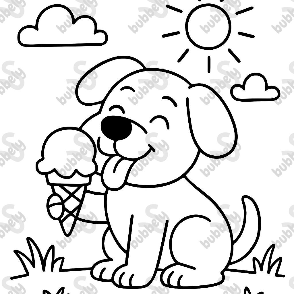 funny dog with icecream