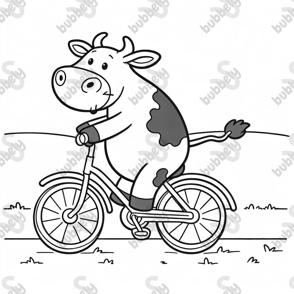 Mama Muh auf dem Fahrrad