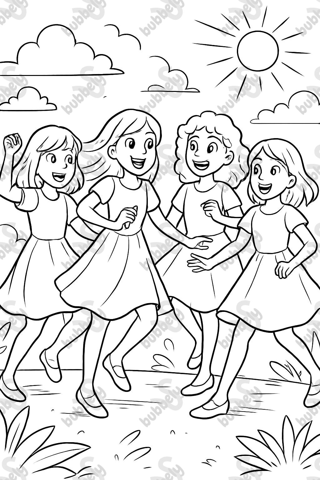 4 amies adolescentes avec des robes 4 amies adolescentes avec des robes