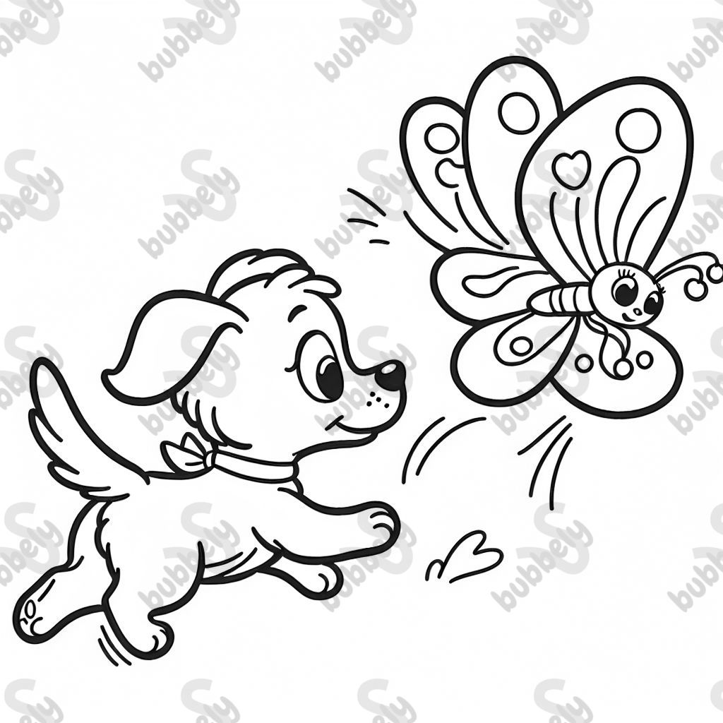 dog chasing butterfly
