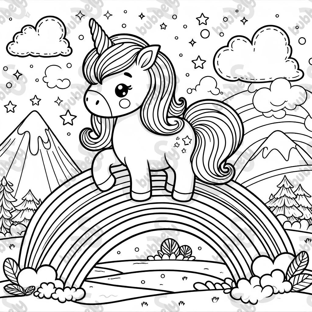 Einhorn auf dem Regenbogen 