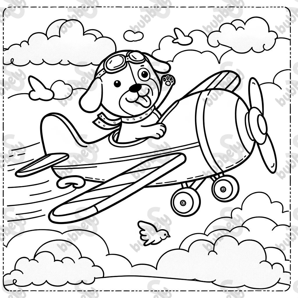 Ein Hund fliegt Flugzeug