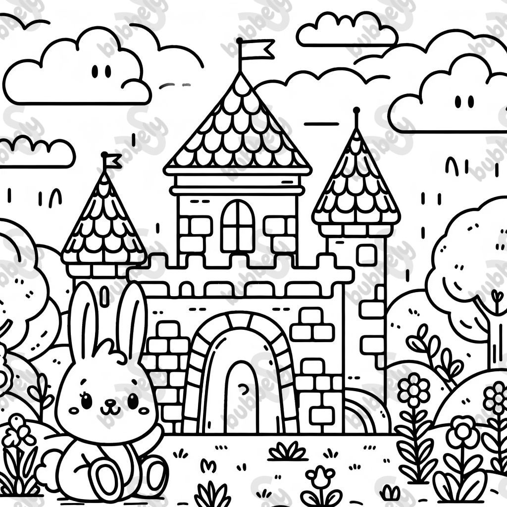 a bunny in a castle