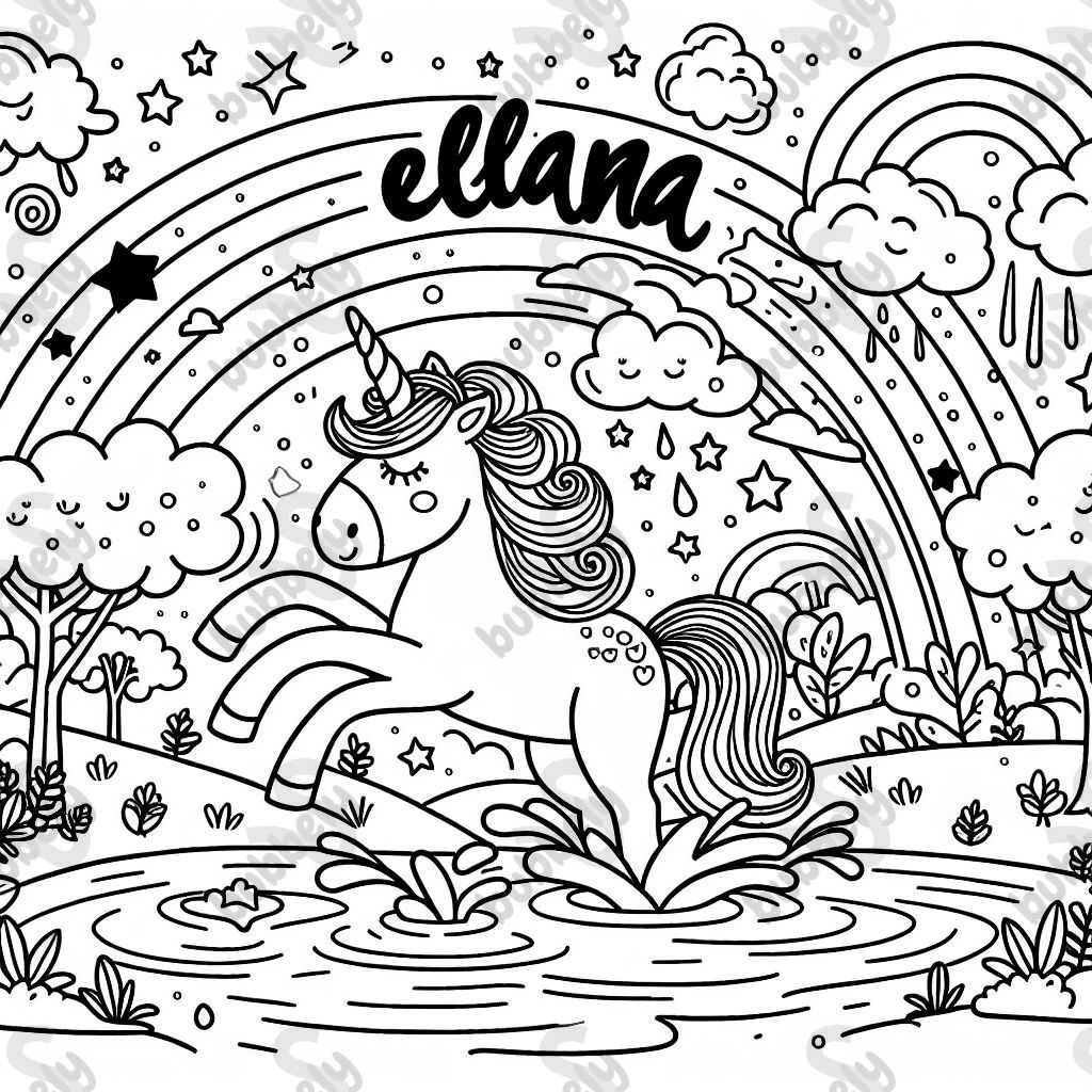 A unicorn in the water with the words Elliana