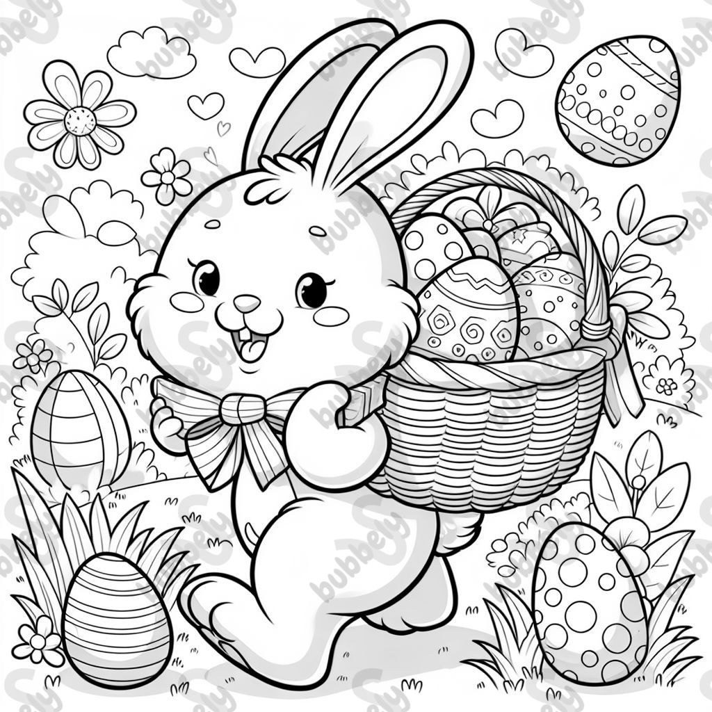 Easter bunny with a filled basket