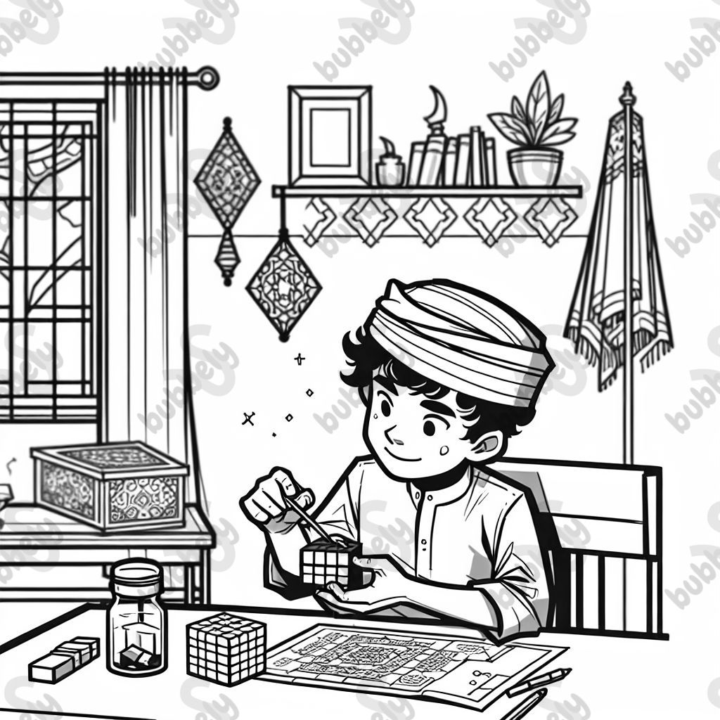 a 9 year old boy assembling a Rubik's cube