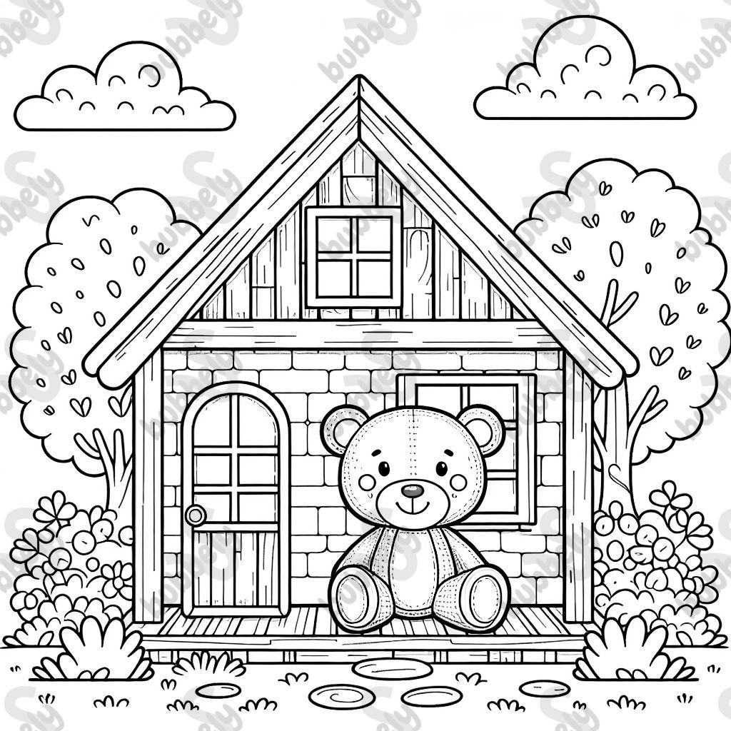 A teddy bear in a house