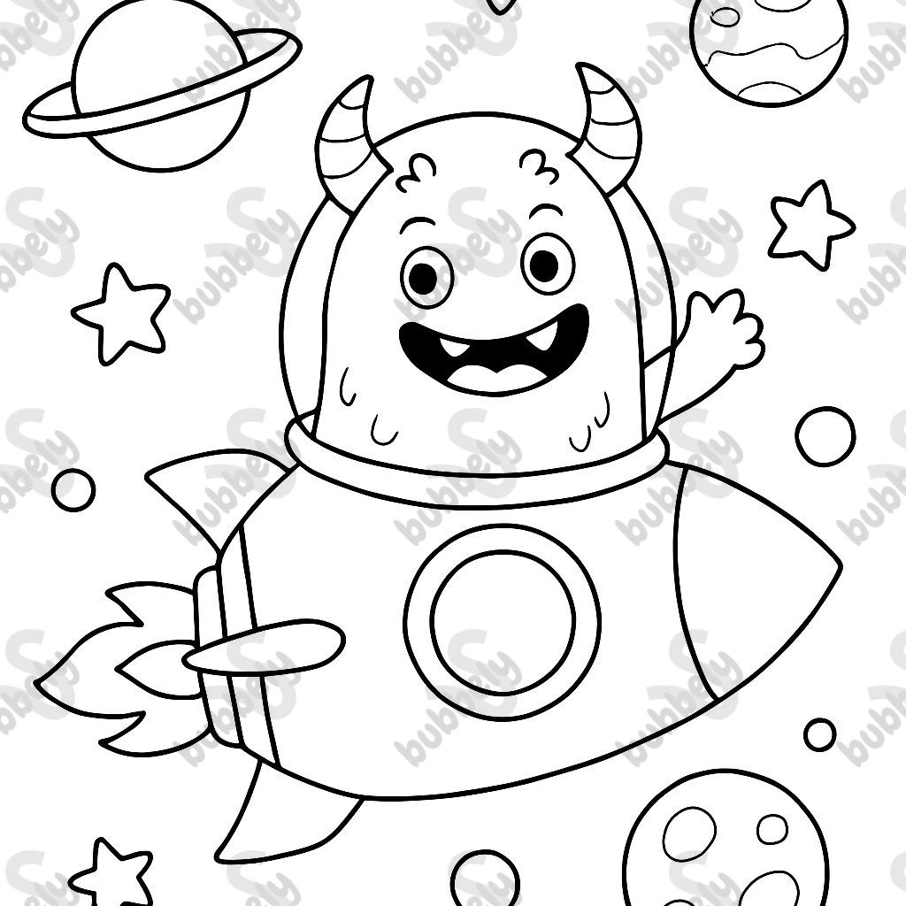 a sweet monster in a rocket