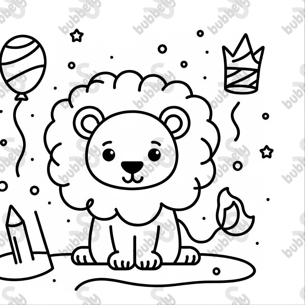 Lion outline for a coloring page.