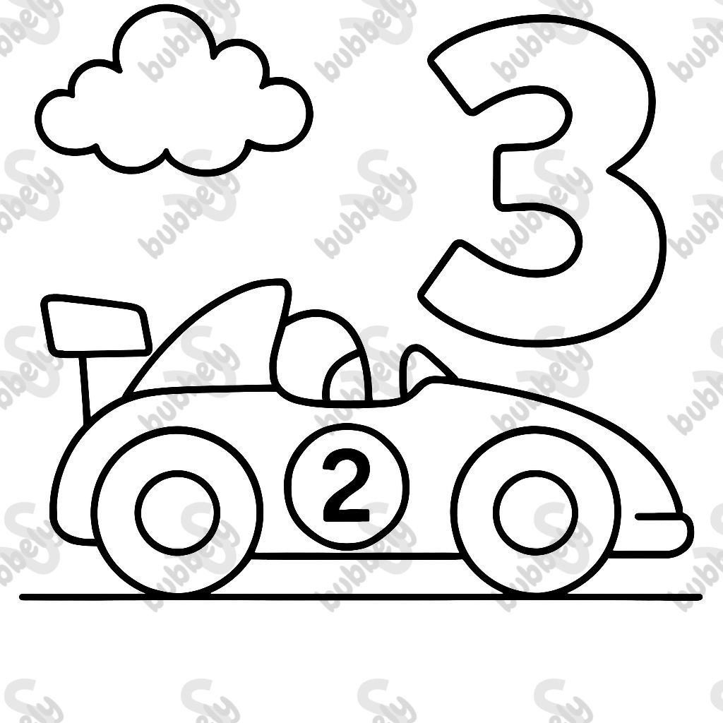 racecar with number 2 birthday