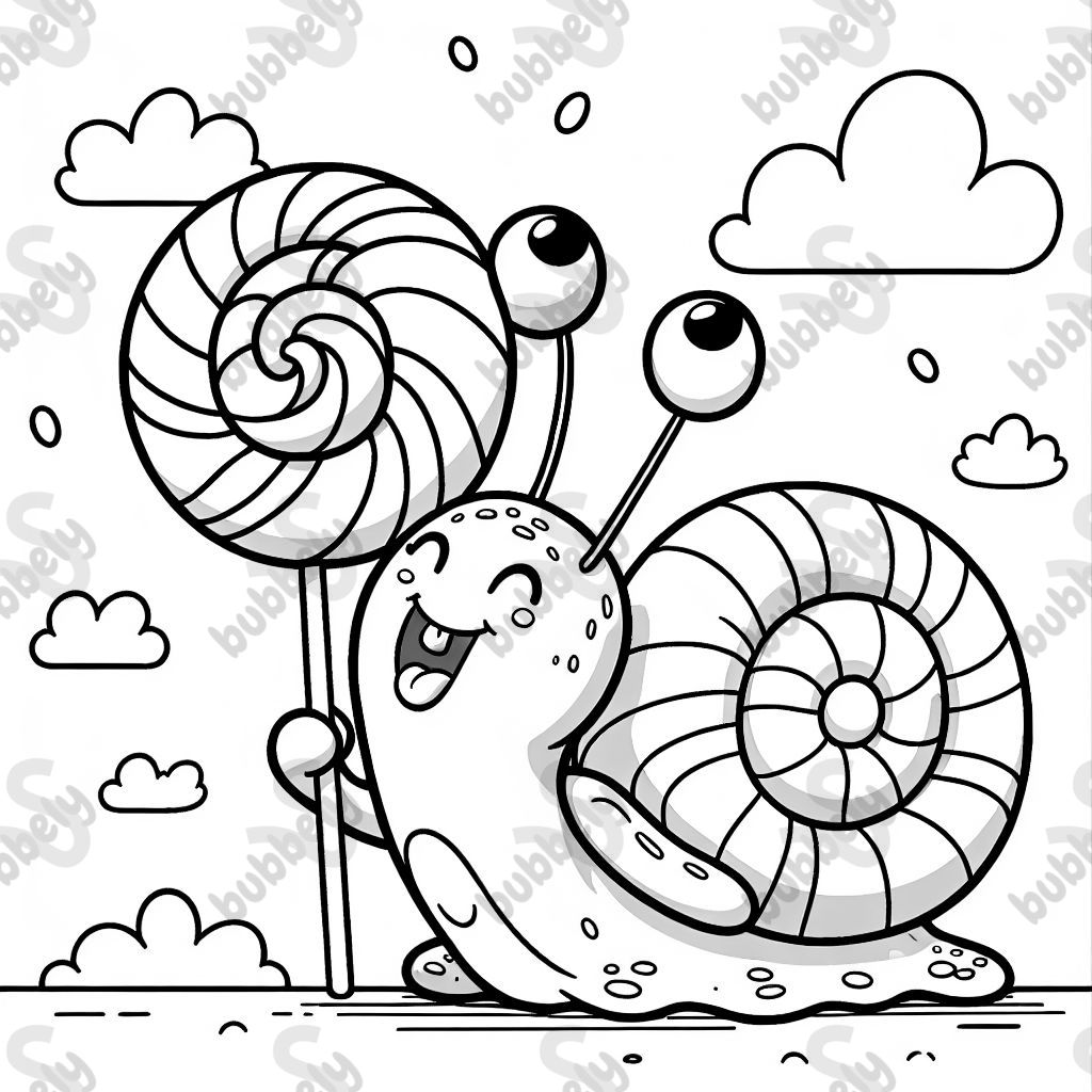 a snail eating a lollipop