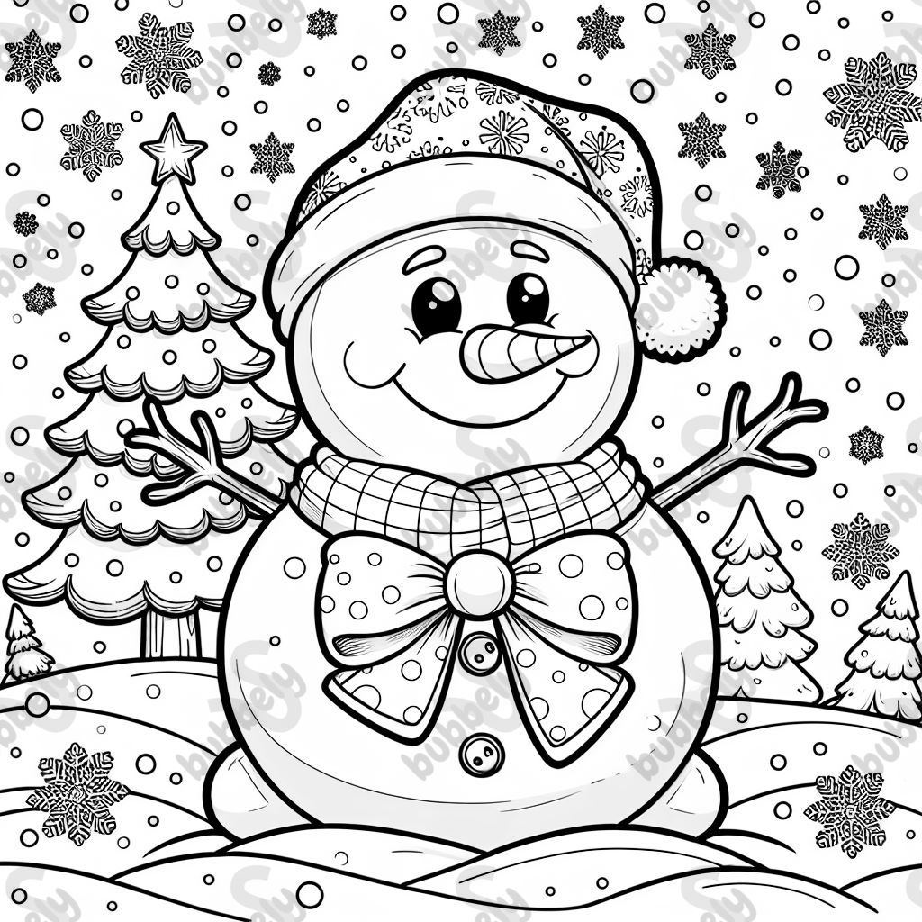 Christmas snowman wearing a bow
