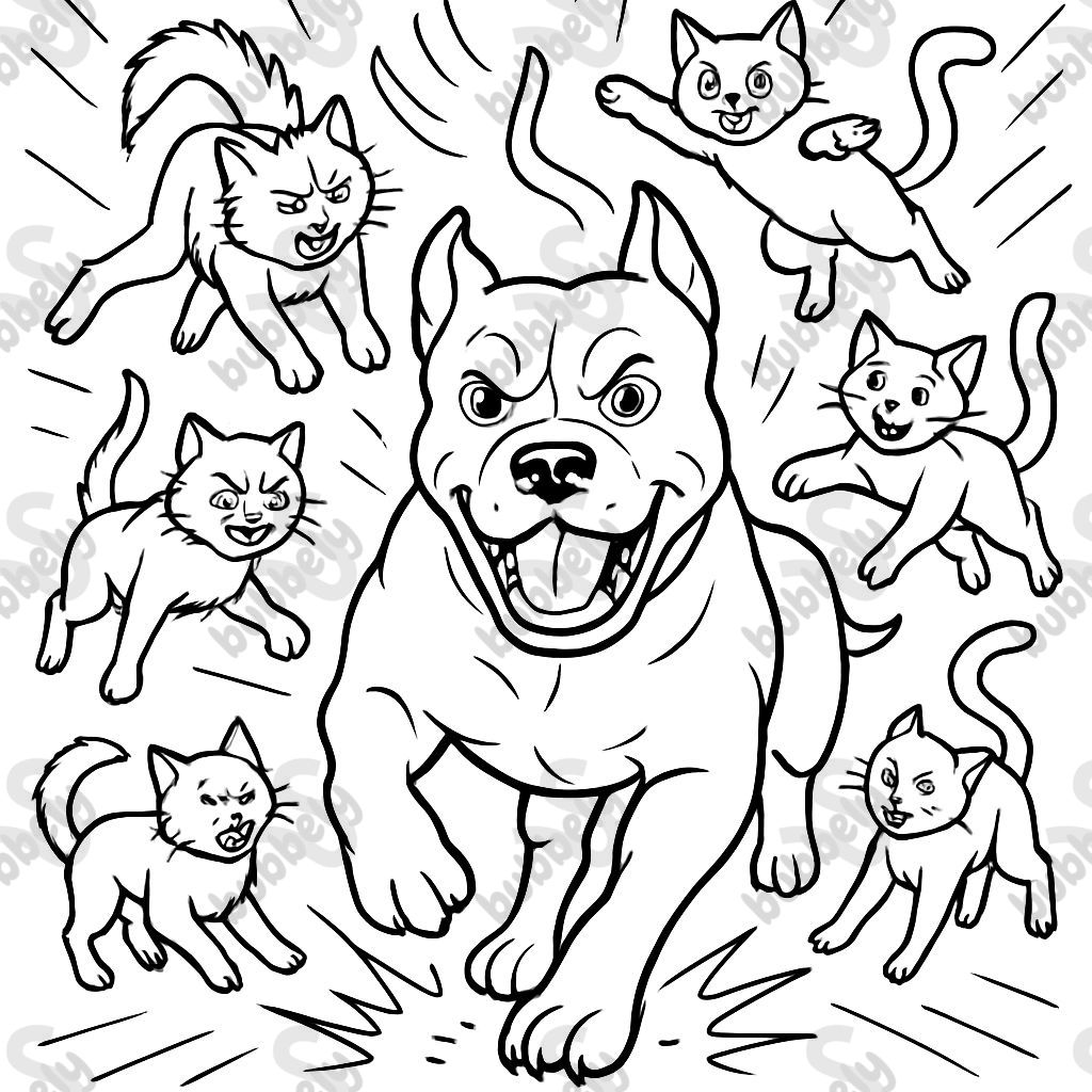 un chien pit-bull terrier et 7 chats un chien pit-bull terrier et 7 chats