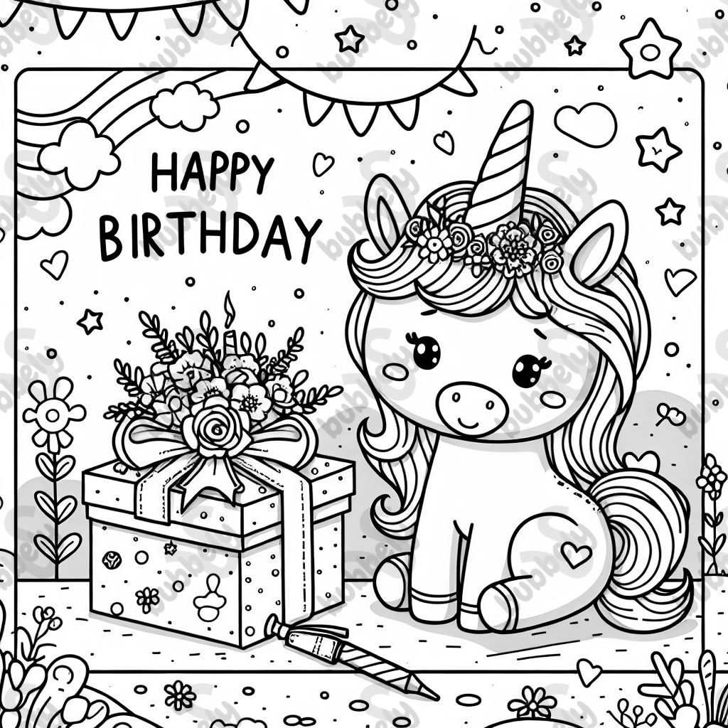 Birthday card with a unicorn