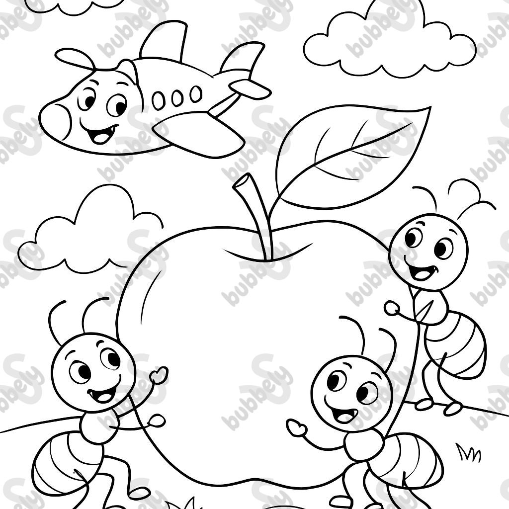 apple, airplane and ants