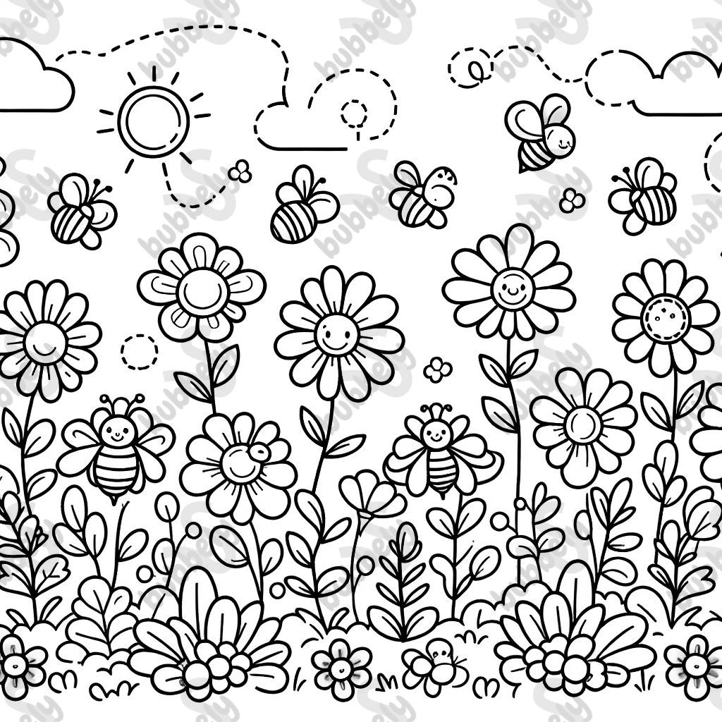 cute daisy flowers and bees