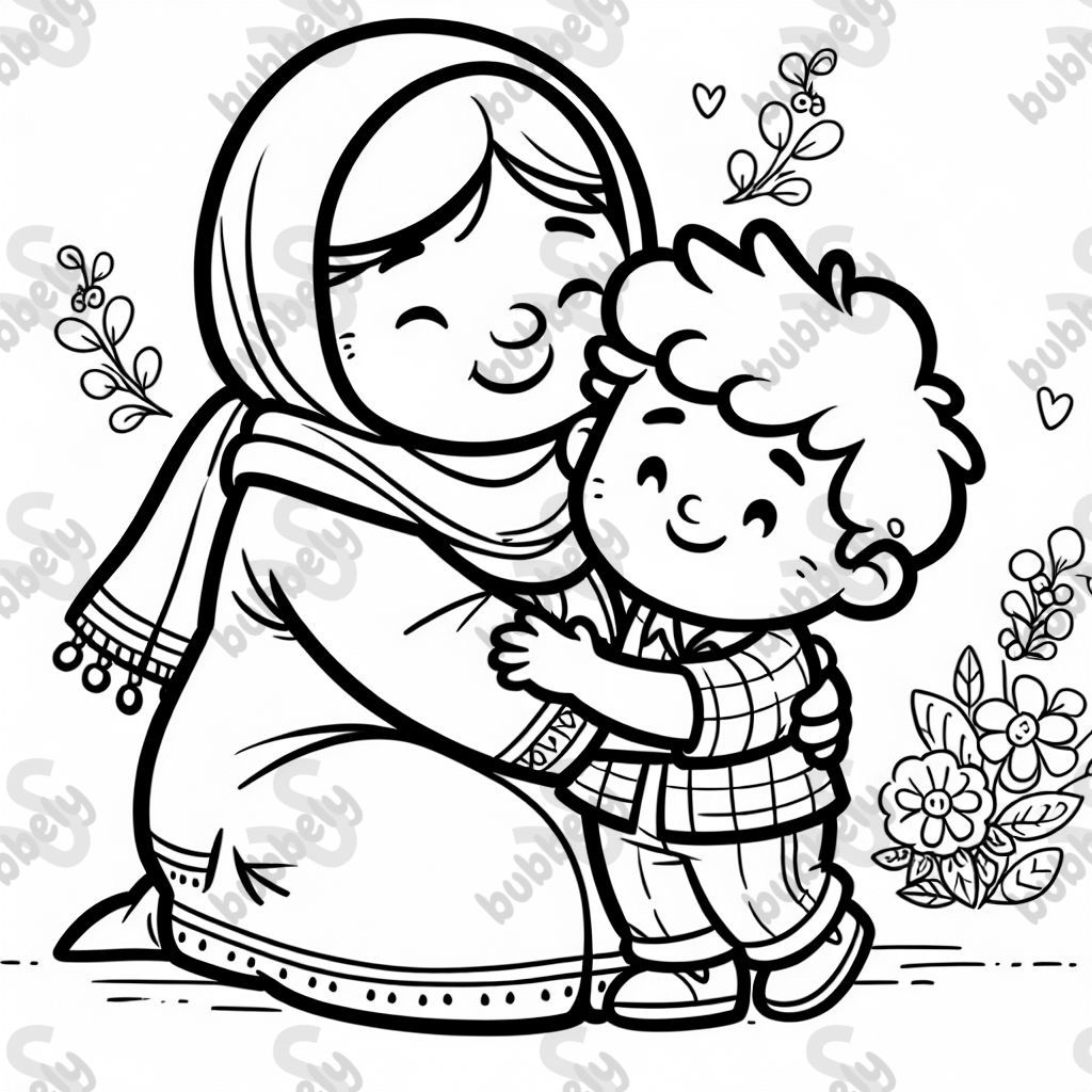 A boy hugging his aunt