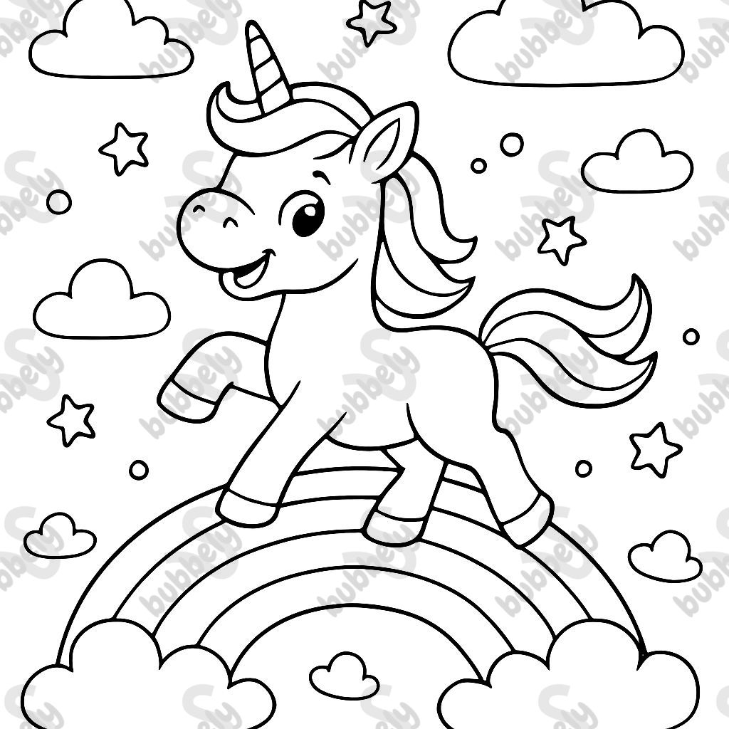 a unicorn on a rainbow