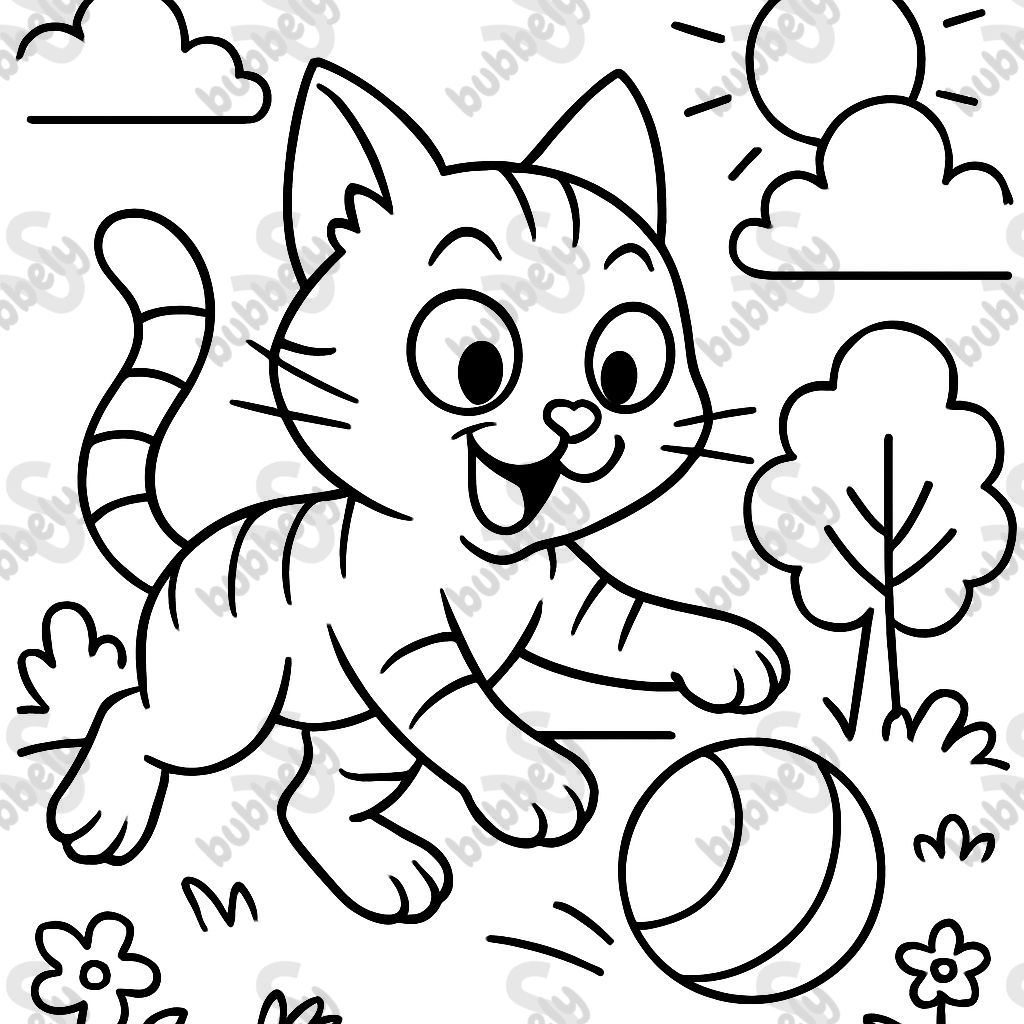 Chat jouant avec une balle dans la nature