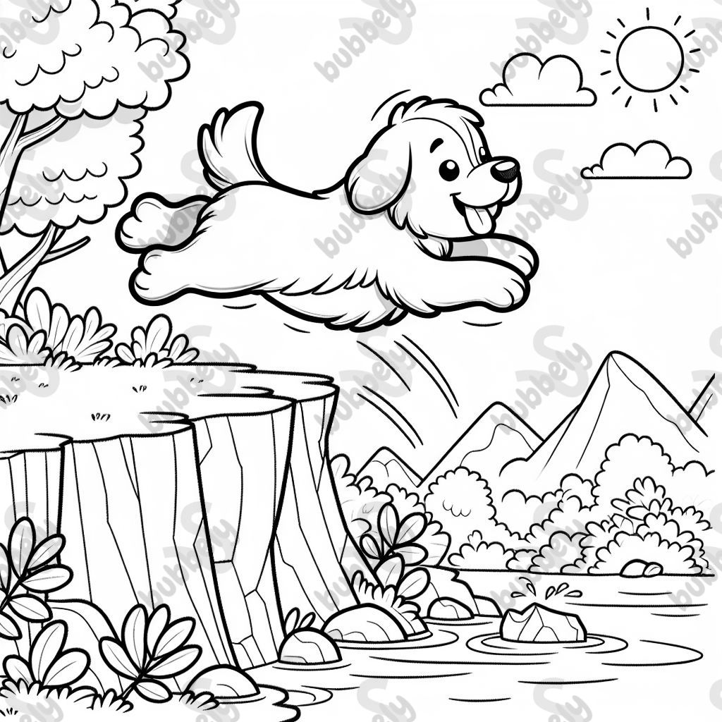 Chien sautant par-dessus une falaise