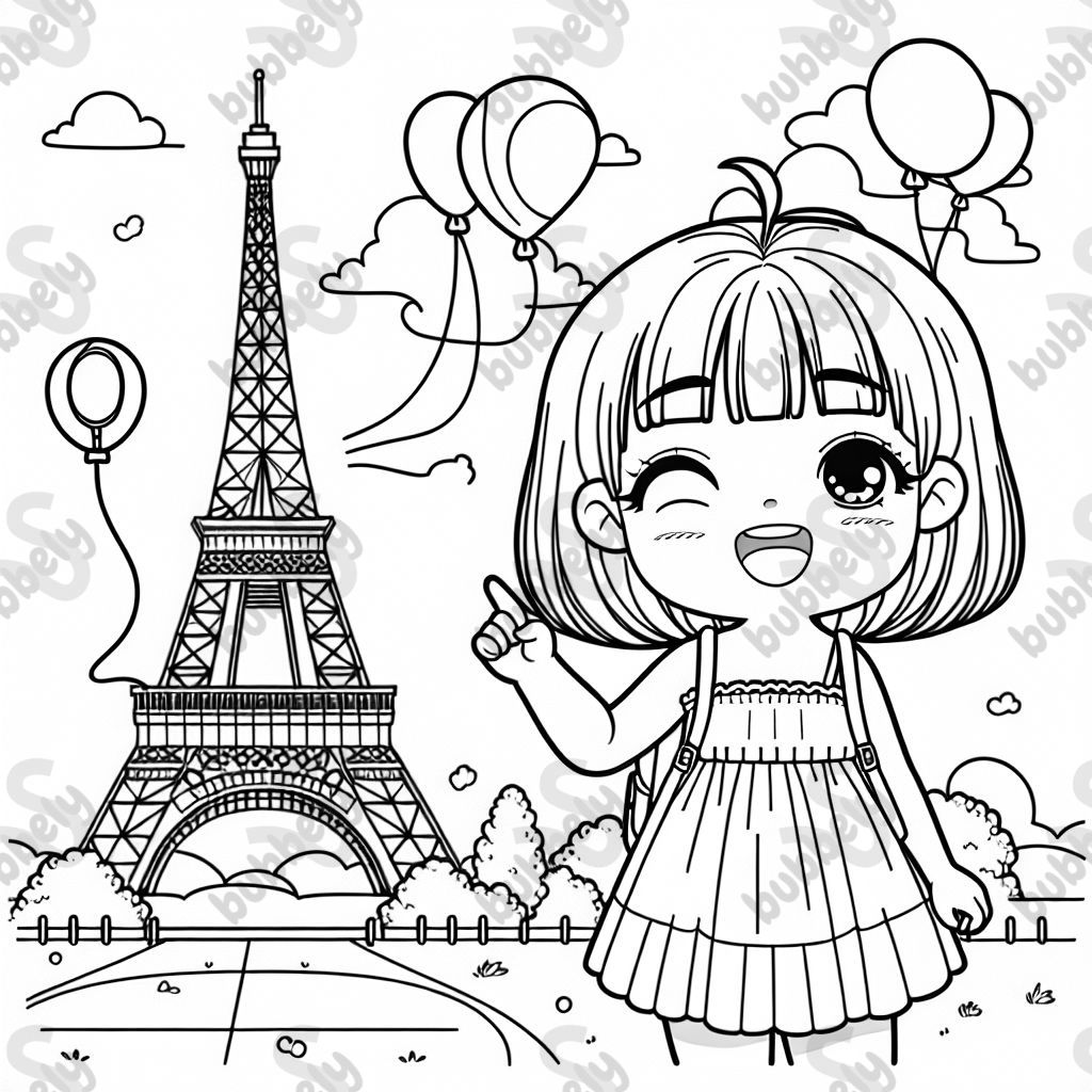 girl in front of the eiffel tower