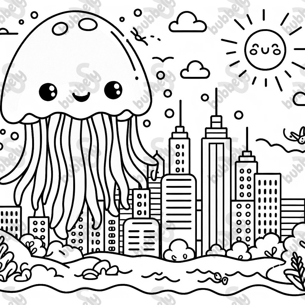 eine fette Qualle die eine Stadt auffrisst