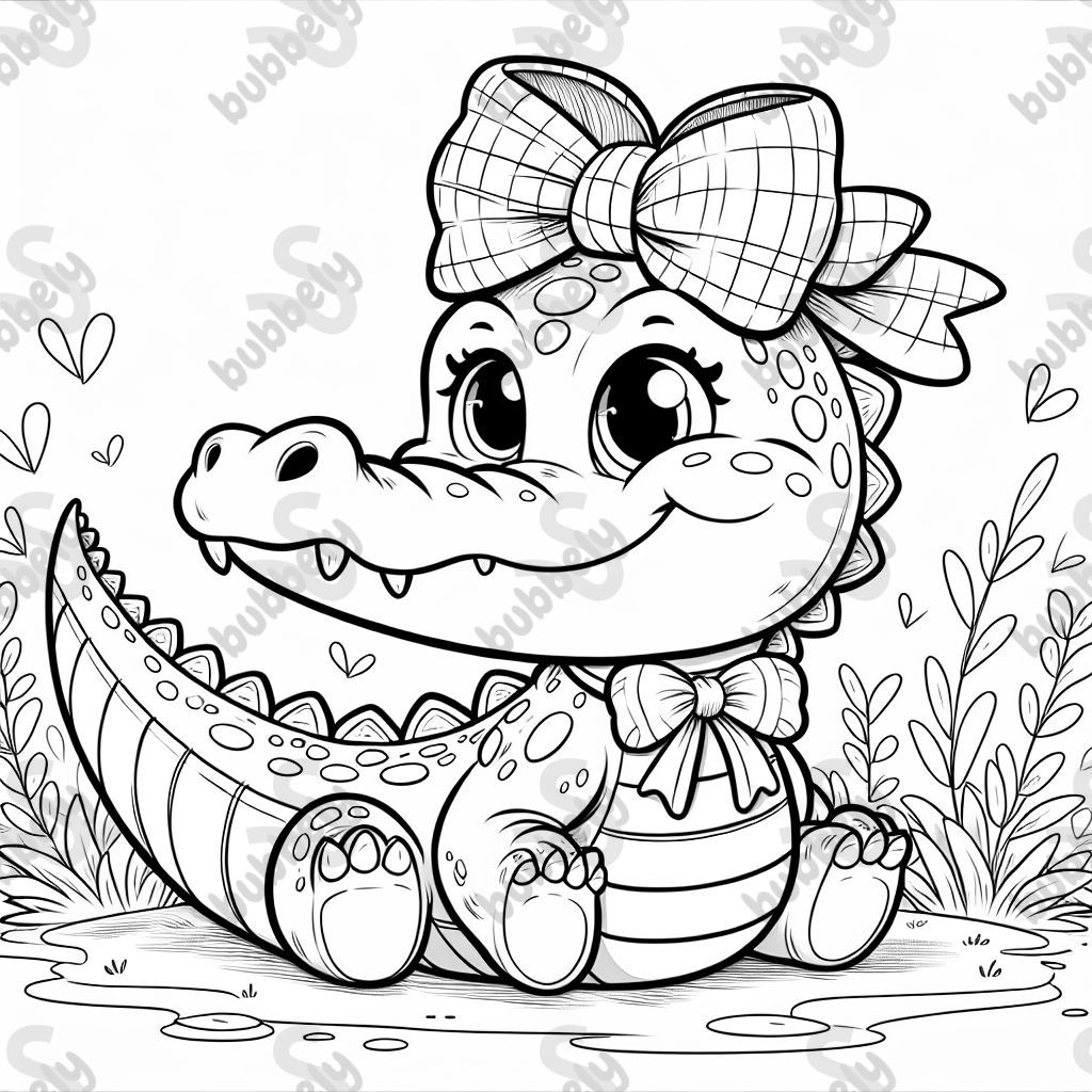 a cute alligator with a bow