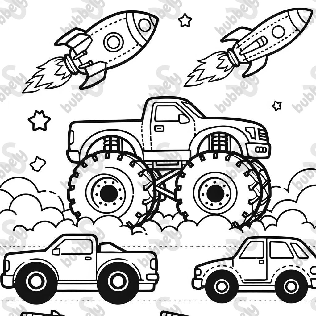 Monster truck and cars