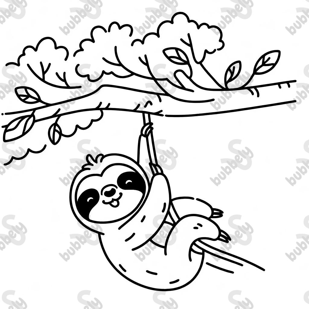 Sloth swinging in tree