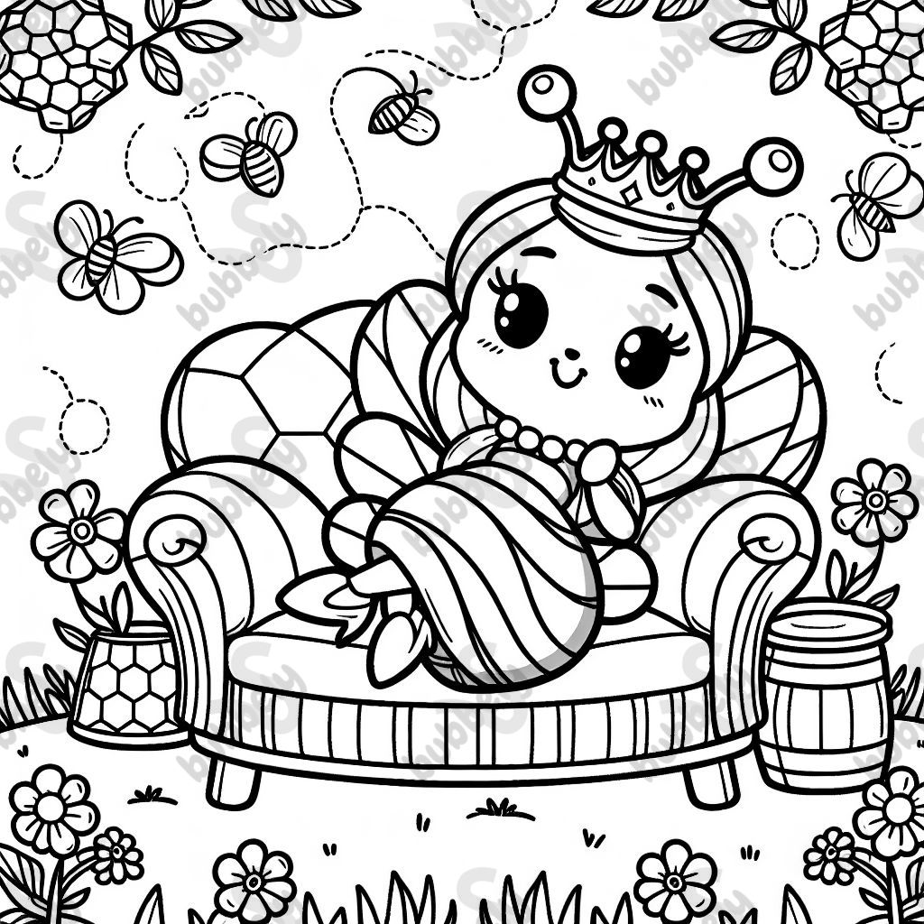 eine niedliche, glückliche Bienenkönigin entspannt sich