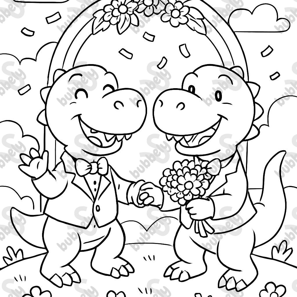 Two boy dinosaurs getting married