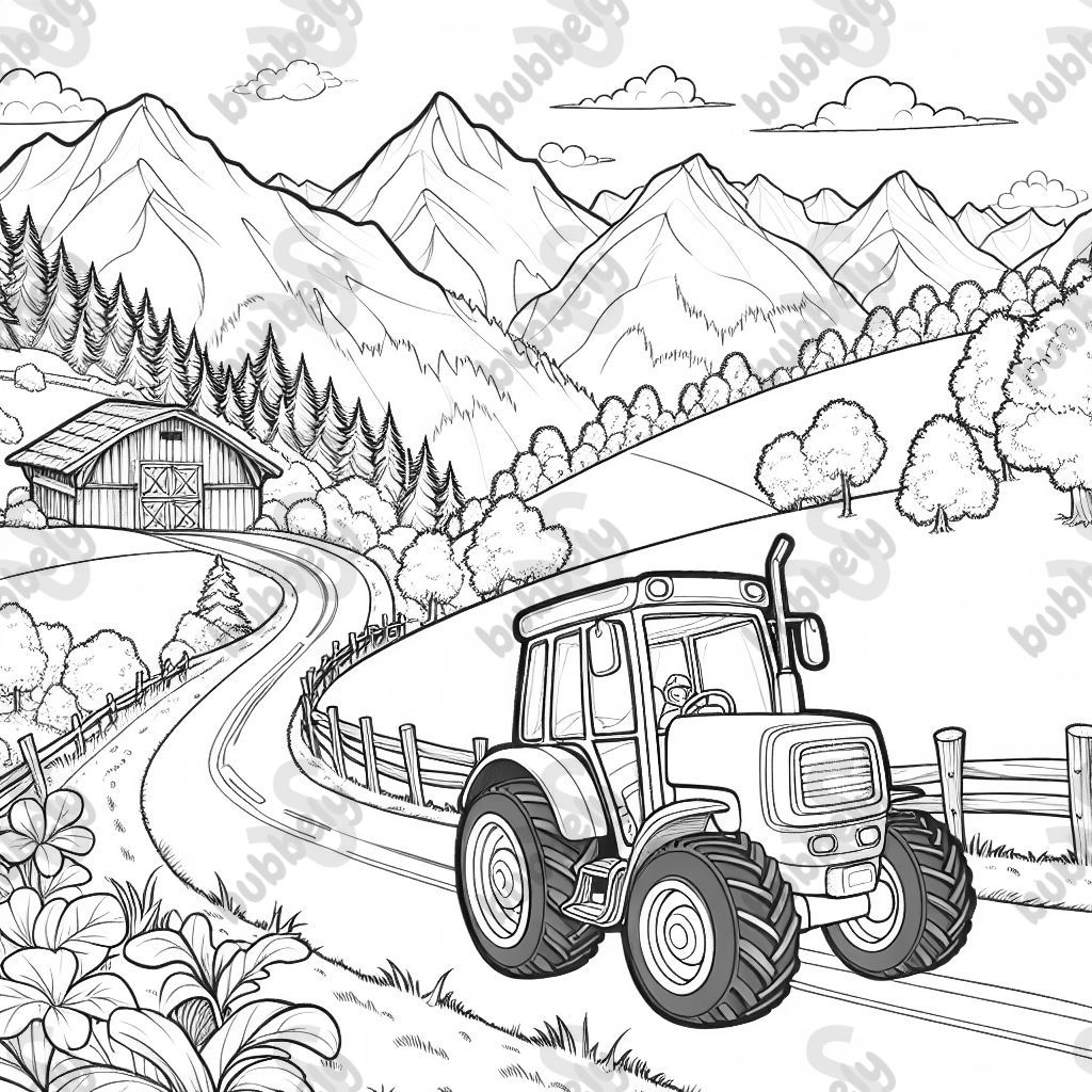 einen Traktor auf einem steilem Weg zu einer Alm