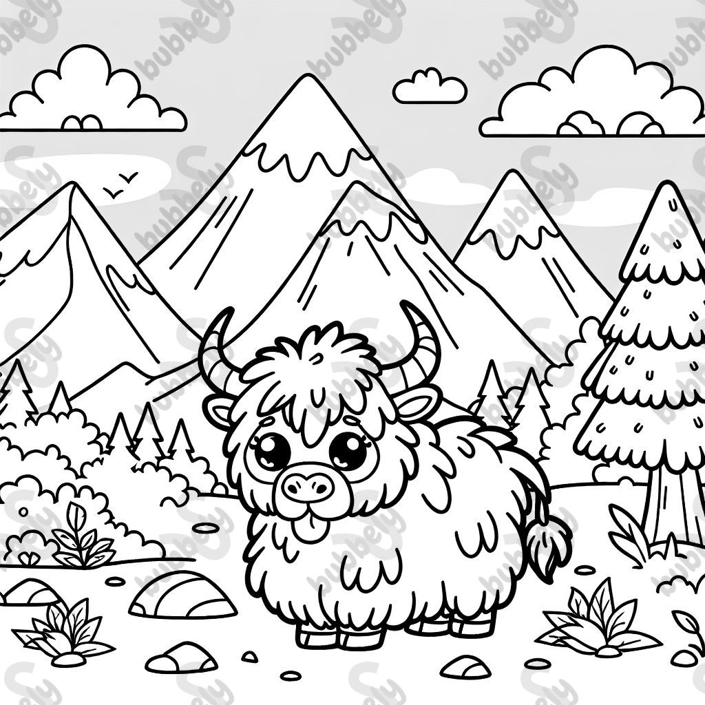 a small yak in the mountains