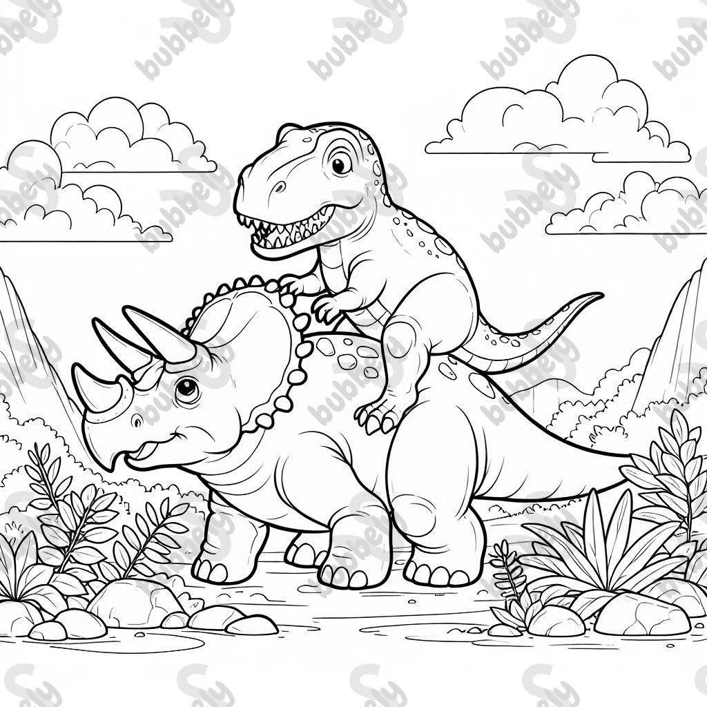 T-Rex riding a triceratops