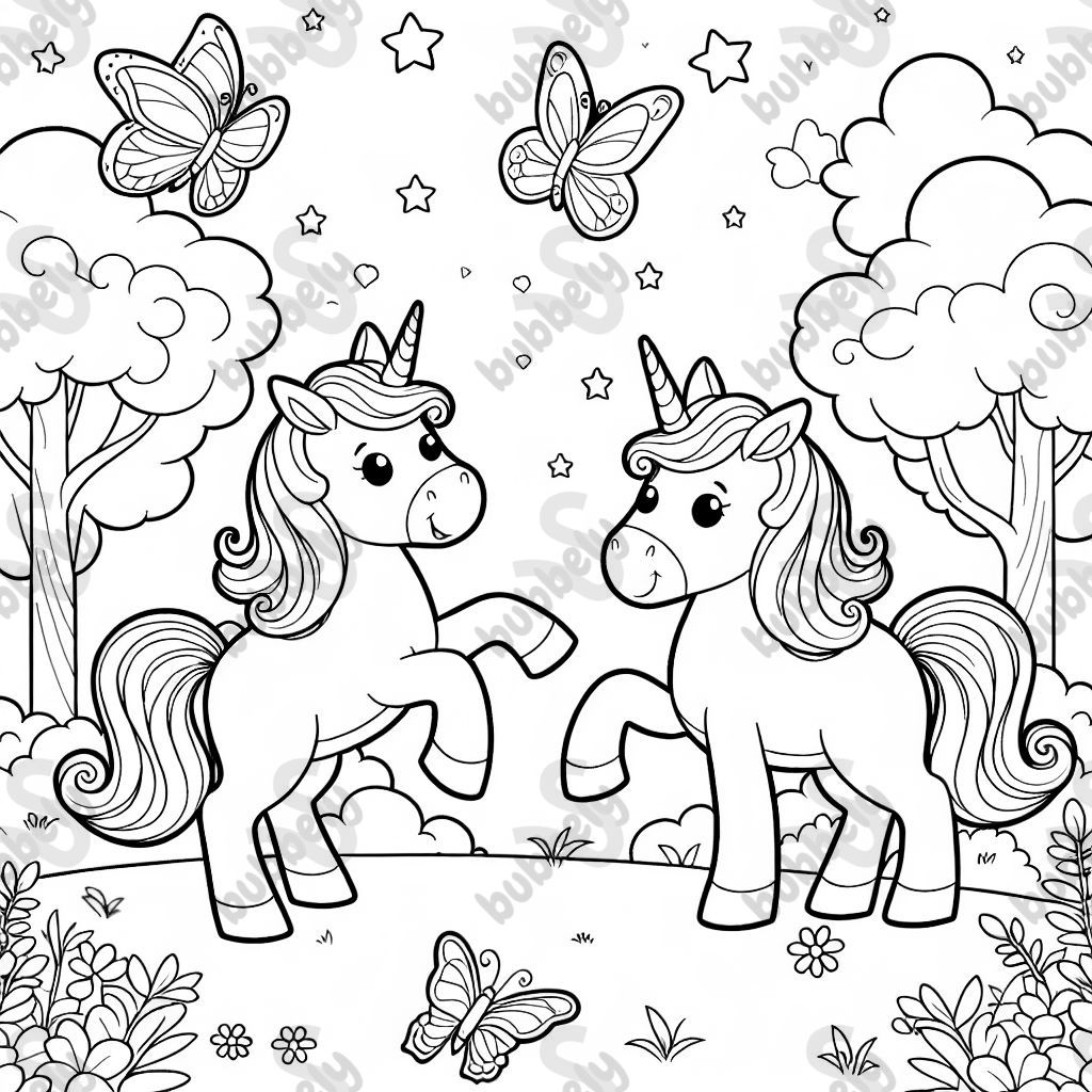 Licornes avec des papillons