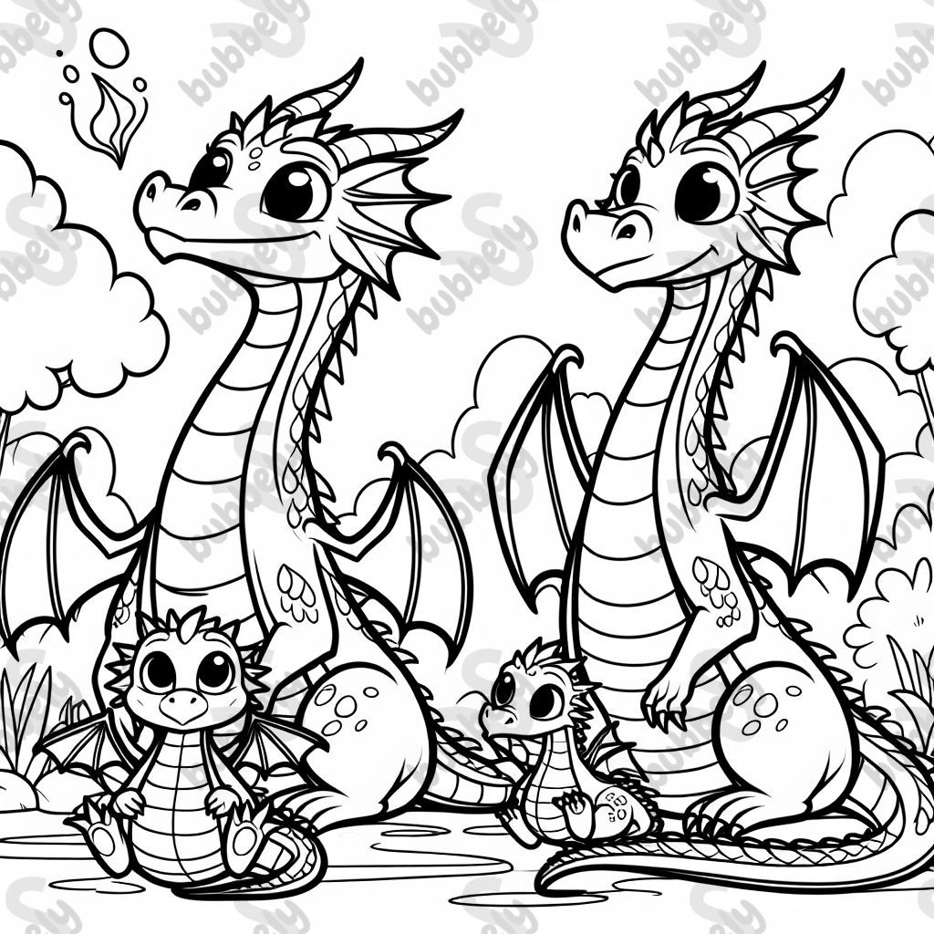 4 Dragons Mom Dad Baby Child