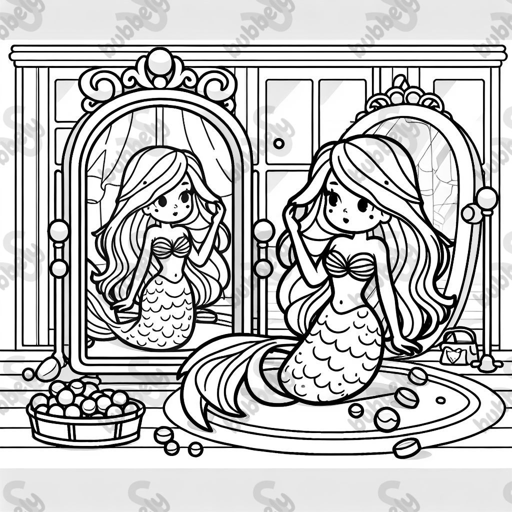 mermaid in a room full of mirrors