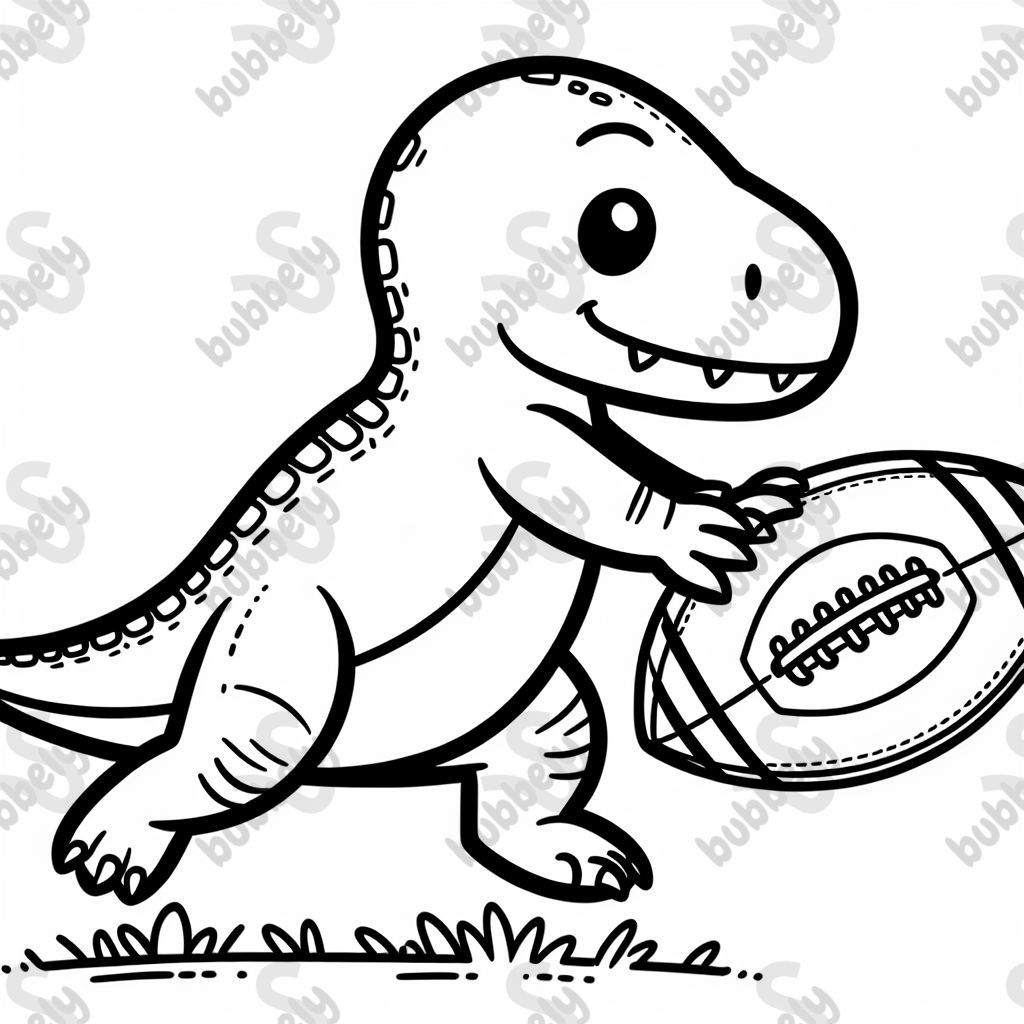 einen Dinosaurier mit einem Fußball