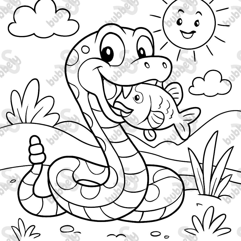 rattle snake eating a fish