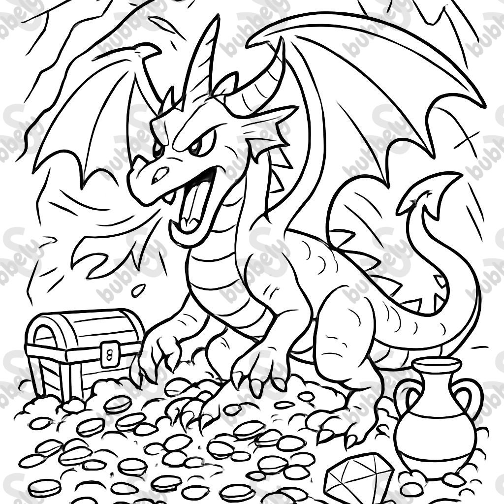 Un dragon gardant son trésor dans sa tanière Un dragon gardant son trésor dans sa tanière