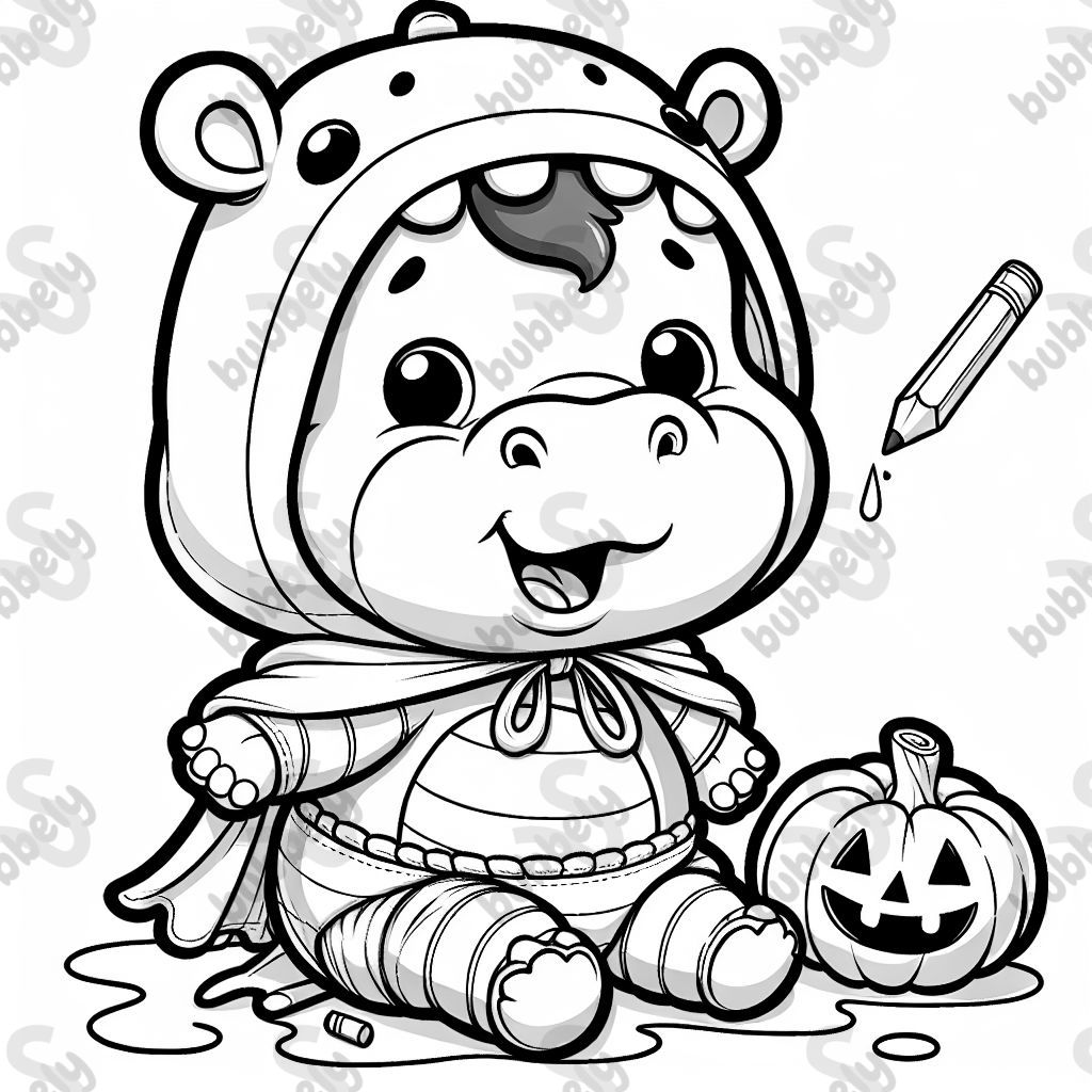 a baby pigmy hippo in a halloween costume