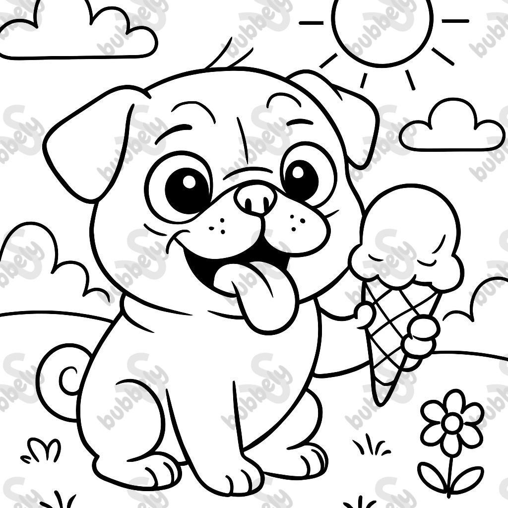 A pug with an ice cream