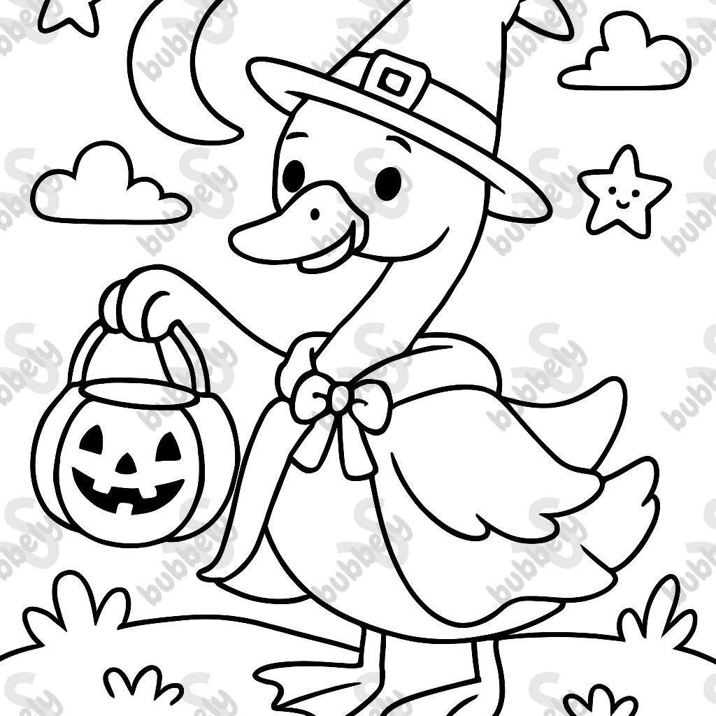 A swan dressed up for Halloween.