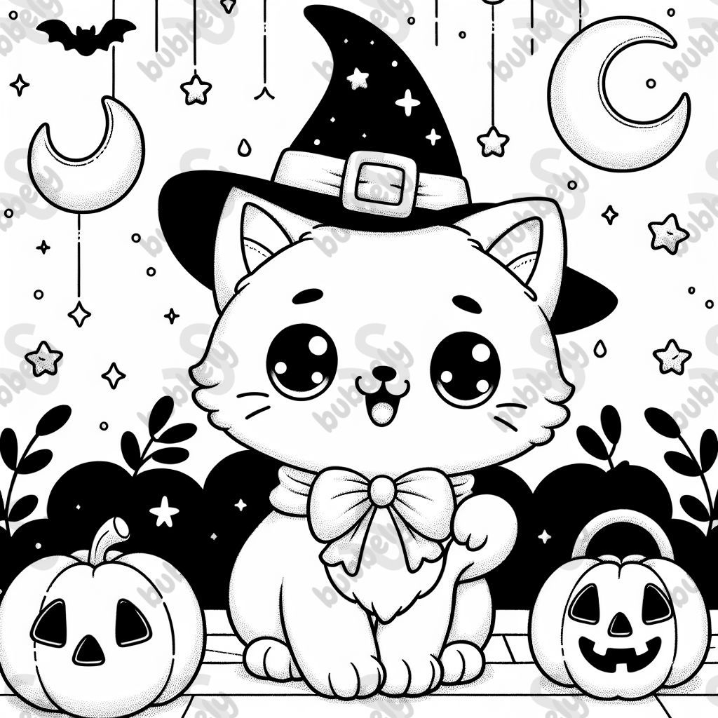 Cute happy halloween kitten