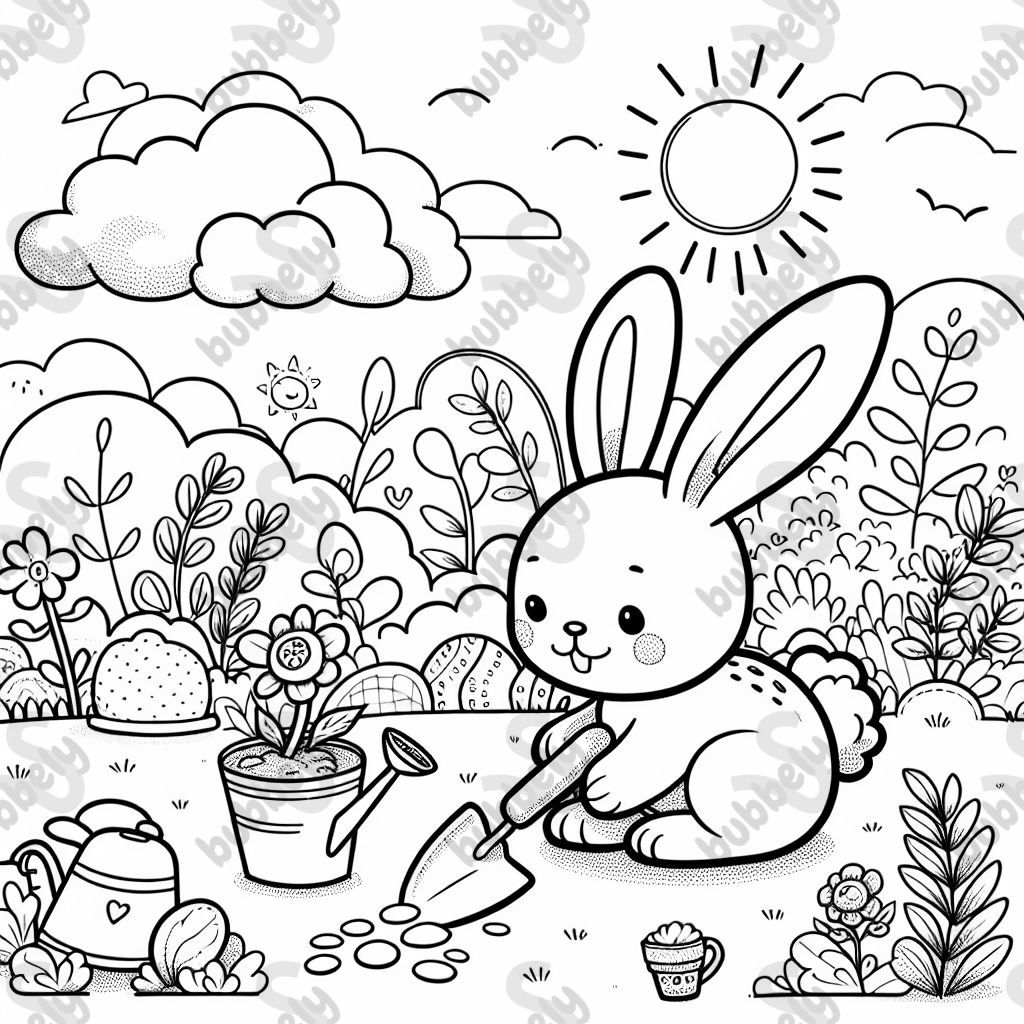 A bunny gardening.