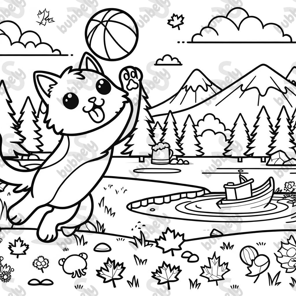 Un chat attrapant une balle au Canada