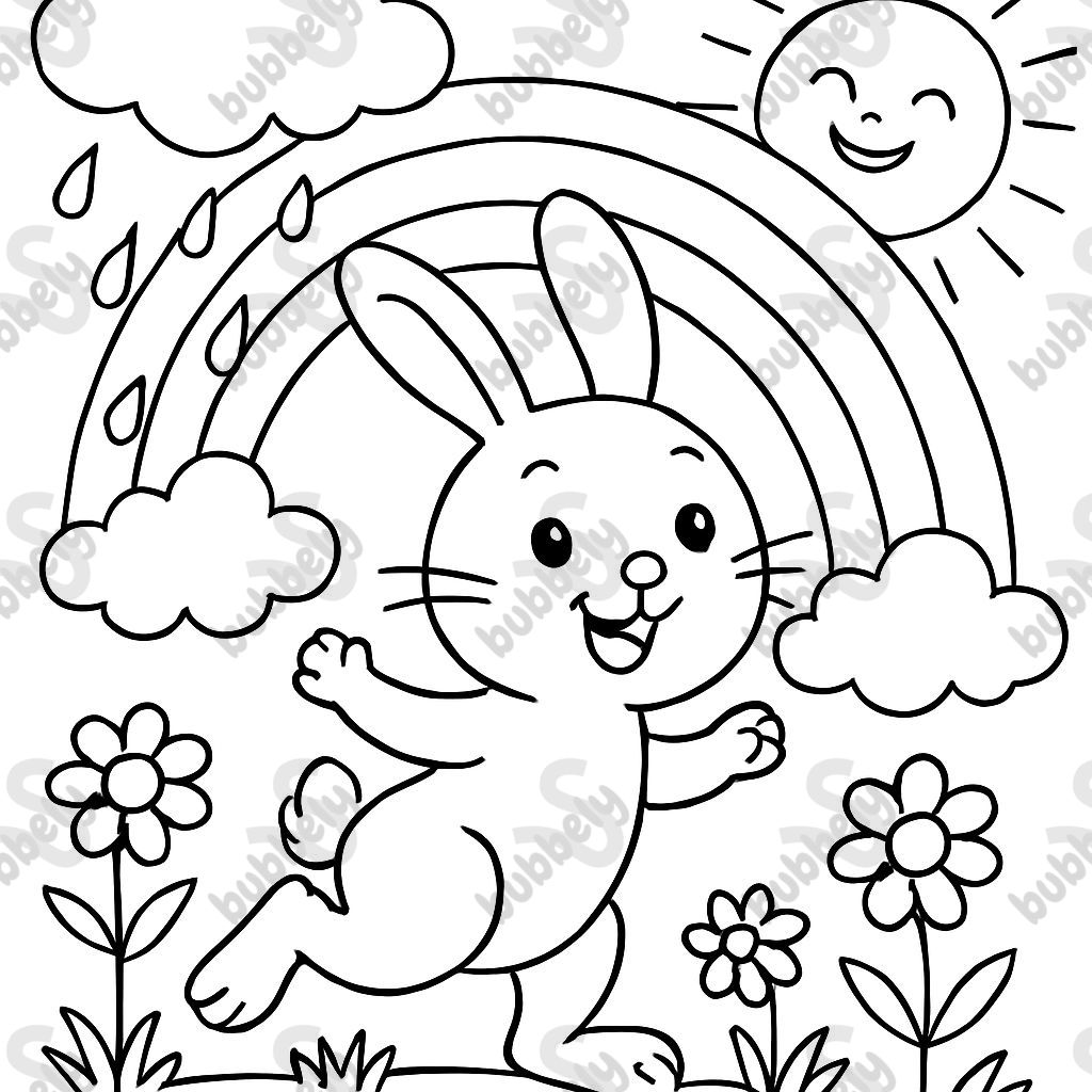 hase regenbogen sonne blumen wolke regen