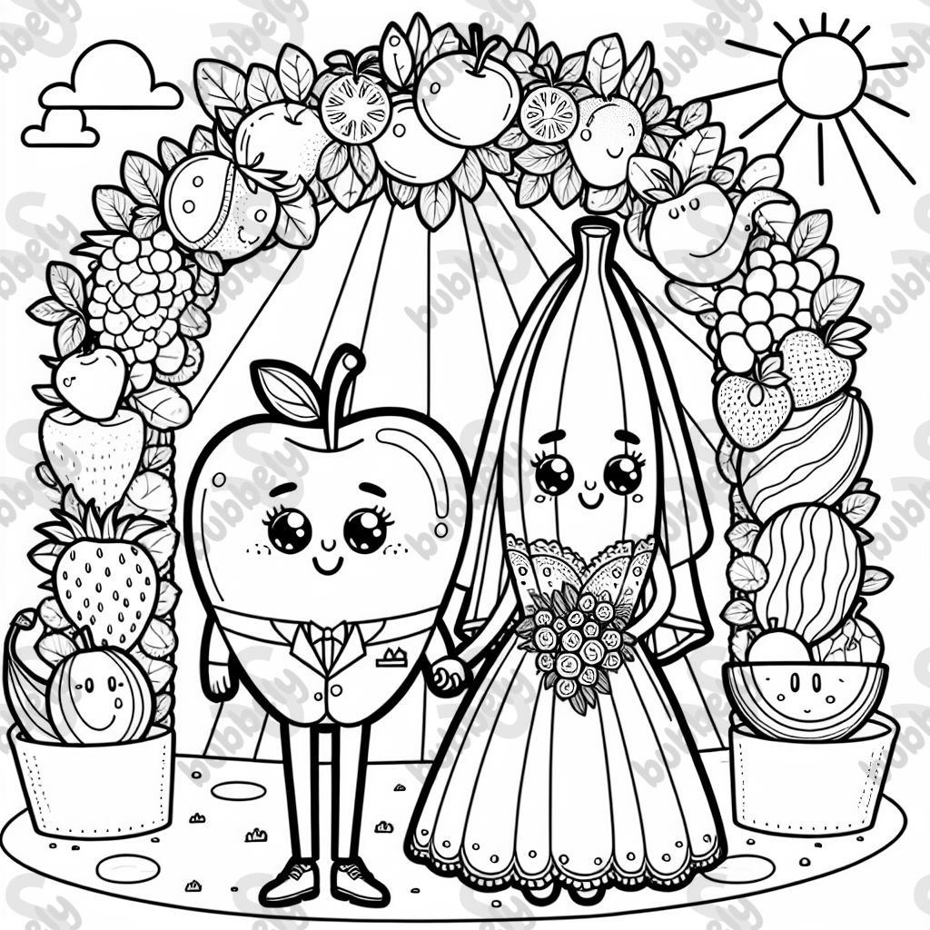 A wedding decoration made of fruits that looks sweet and inviting. A wedding decoration made of fruits that looks sweet and inviting.