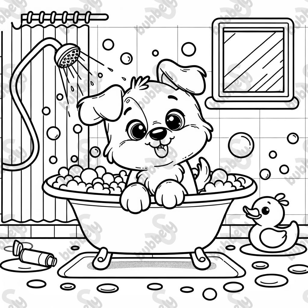 a dog in a bathtub