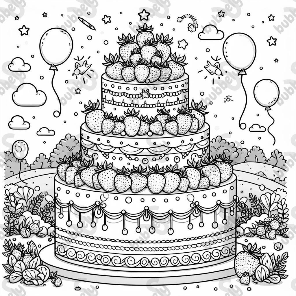 A strawberries birthday cake